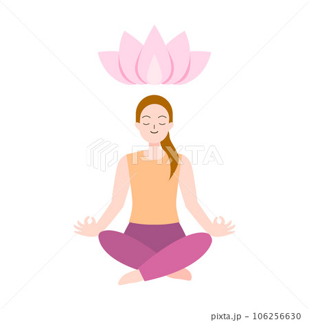 Woman or girl practicing meditation or doing yoga. mindfulness and mental health concept for  106256630