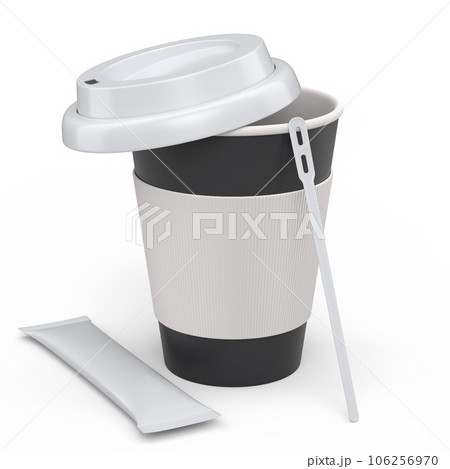 Paper coffee cup for cappuccino, americano, espresso, mocha, latte on blue Paper coffee cup for cappuccino, americano, espresso, mocha, latte on blue 106256970