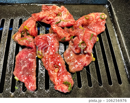 焼肉用のコンロで肉を焼く 106256976