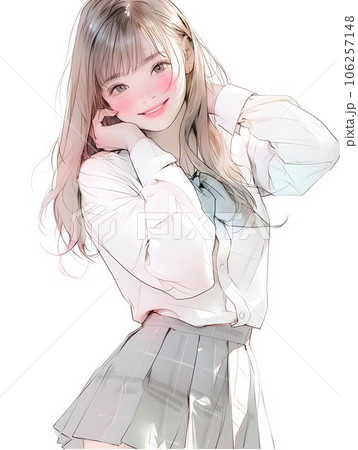 ポーズをとる制服姿の女の子　AI生成画像 106257148