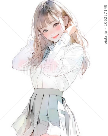 ポーズをとる制服姿の女の子　AI生成画像 106257149