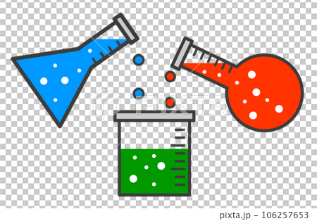 通過在玻璃容器中混合彩色顏色來調色的插圖 106257653