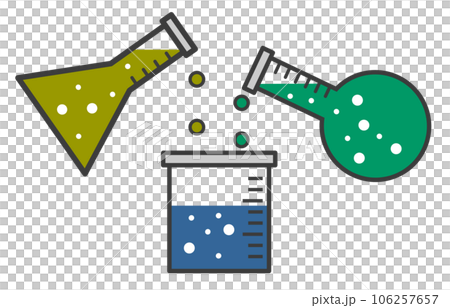 薬品や液体の実験に使用するガラス製フラスコのイラスト 106257657