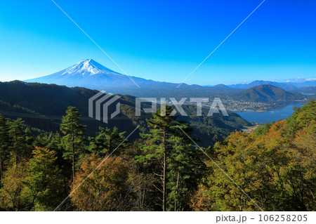 彩の林道から望む雲海富士　山梨県河口湖町 106258205