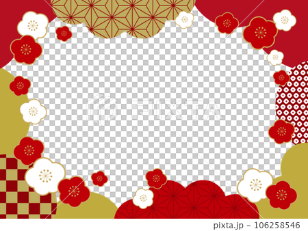梅花和日式日式新年橫幅框架背景/紅色透明 梅花和日式日式新年橫幅框架背景/紅色透明 106258546