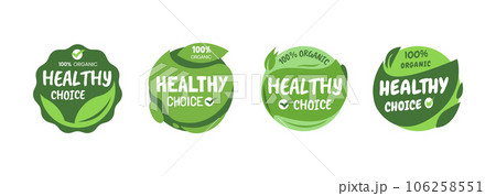 Healthy choice labels, Label Stickers for organic product with check marker, Vector Illustration Healthy choice labels, Label Stickers for organic product with check marker, Vector Illustration 106258551