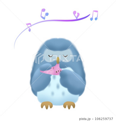フクロウがリコーダーを演奏しているかわいいイラスト 106259737