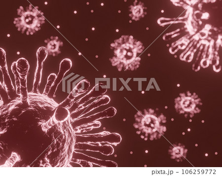 Coronavirus COVID-19 under the microscope. 3D rendering of virus. 106259772
