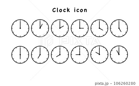時計アイコンの24時間セット 106260280
