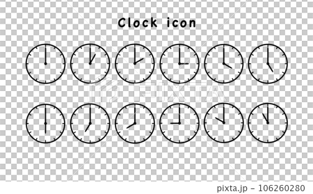 24-hour set of clock icons 106260280