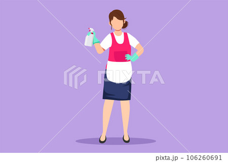 Graphic flat design drawing woman washing windows at home. Housework chores, female doing house work domestic duties. Girl cleaning, tidying up. Housekeeping routine. Cartoon style vector illustration Graphic flat design drawing woman washing windows at home. Housework chores, female doing house work domestic duties. Girl cleaning, tidying up. Housekeeping routine. Cartoon style vector illustration 106260691