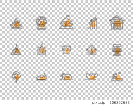 遊樂園簡單插圖圖標設置輪廓橙色 106262688