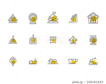 遊園地のシンプルイラストアイコンセット アウトライン 遊園地のシンプルイラストアイコンセット アウトライン 106262693