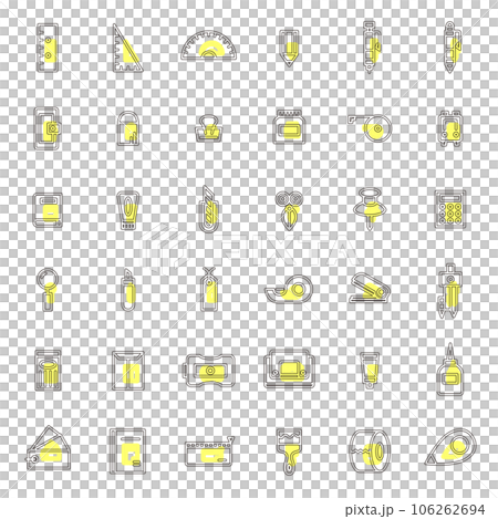 文具簡單圖圖標設置輪廓黃色 106262694