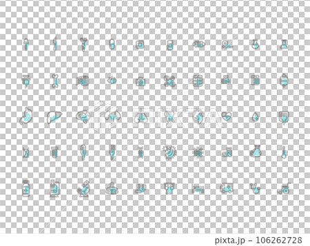 医療のシンプルイラストアイコンセット　アウトライン　水色 106262728