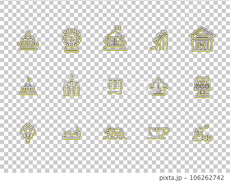Amusement park simple illustration icon set color shadow yellow 106262742