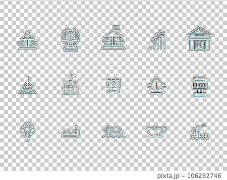 遊樂園簡單圖圖標設置顏色陰影淺藍色 106262746