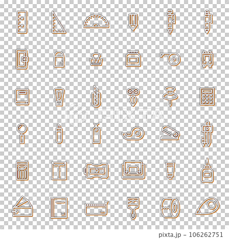 Stationery simple illustration icon set color shadow orange 106262751