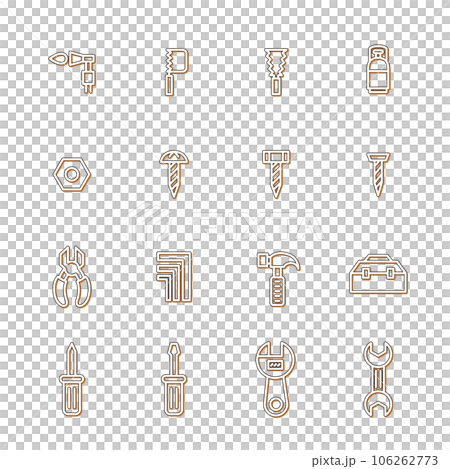Tool-related simple illustration icon set color shadow orange 106262773