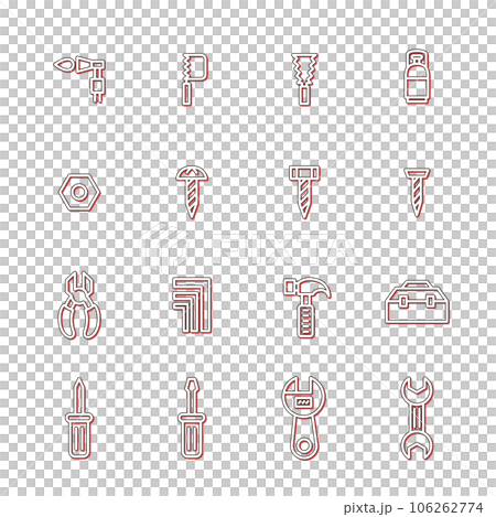 Tool-related simple illustration icon set color shadow red 106262774