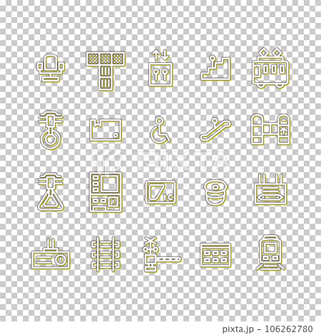Station-related simple illustration icon set color shadow yellow Station-related simple illustration icon set color shadow yellow 106262780