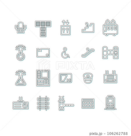 駅関連のシンプルイラストアイコンセット　カラーシャドウ　水色 106262788
