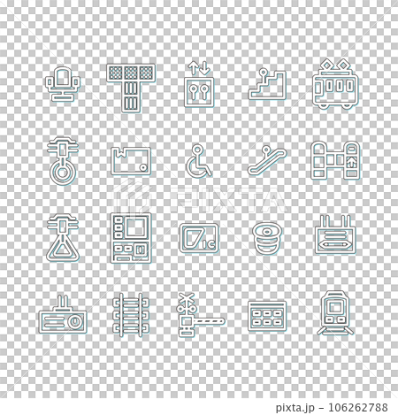 Station-related simple illustration icon set color shadow light blue Station-related simple illustration icon set color shadow light blue 106262788