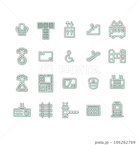 駅関連のシンプルイラストアイコンセット カラーシャドウ 駅関連のシンプルイラストアイコンセット カラーシャドウ 106262789