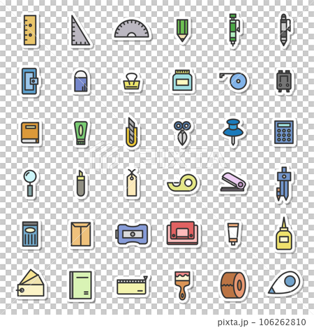 Sticker style stationery simple illustration icon set (no background) 106262810