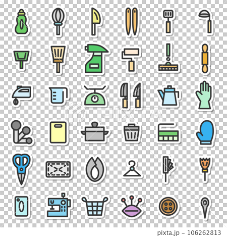 Sticker style daily necessities simple illustration icon set (no background) Sticker style daily necessities simple illustration icon set (no background) 106262813