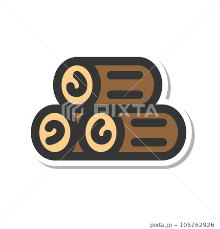 ステッカー風キャンプ関連の単品アイコン　丸太 106262926