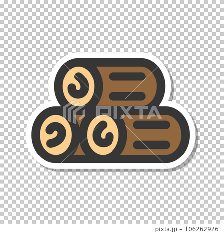 ステッカー風キャンプ関連の単品アイコン　丸太 106262926