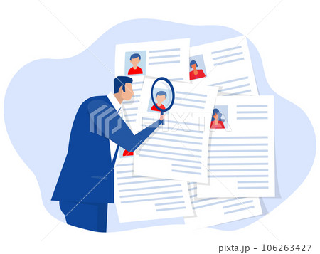 HR service abstract concept businessman search for work, employee profile for Apply for job, job seekers, career advice, hiring, start career, vector illustrator HR service abstract concept businessman search for work, employee profile for Apply for job, job seekers, career advice, hiring, start career, vector illustrator 106263427