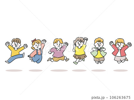 元気よくジャンプしている子供達 106263675