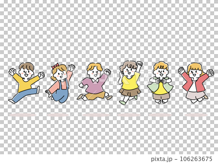 元気よくジャンプしている子供達 106263675