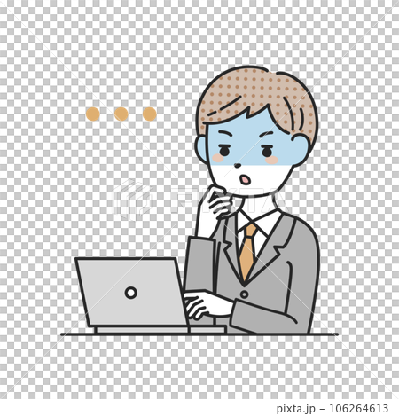 パソコンの前で青ざめるスーツを着た男性 106264613