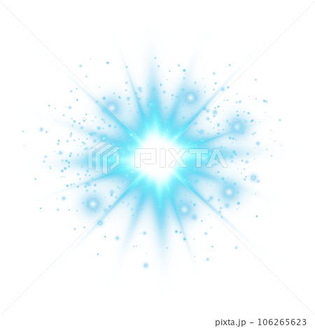 Blue star and sparks isolated on transparent background. Flares and sunbursts. Glowing light effects. PNG. Blue star and sparks isolated on transparent background. Flares and sunbursts. Glowing light effects. PNG. 106265623