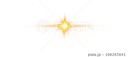 Golden star and sparks isolated on transparent background. Flares and sunbursts. Glowing light effects. PNG. 106265641