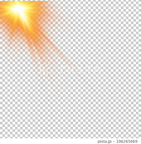 Golden star and sparks isolated on transparent background. Flares and sunbursts. Glowing light effects. PNG. 106265669