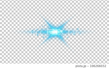 Blue star and sparks isolated on transparent background. Flares and sunbursts. Glowing light effects. PNG. 106266032