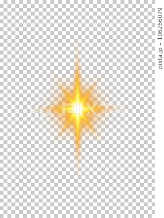 Golden star and sparks isolated on transparent background. Flares and sunbursts. Glowing light effects. PNG. 106266079