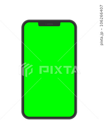 緑色の画面のスマホのモックアップ- グリーンバック･クロマキー合成のテンプレート素材 106266407