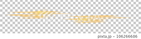 Yellow horizontal lens flares. Laser beams, horizontal light rays. Beautiful light flares. Glowing streaks on transparent background. PNG. 106266686
