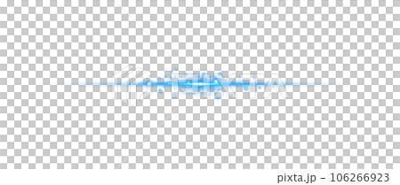 Blue horizontal lens flares. Laser beams, horizontal light rays. Beautiful light flares. Glowing streaks on transparent background. PNG. 106266923