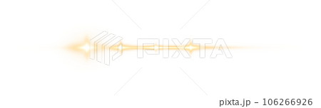 Yellow horizontal lens flares. Laser beams, horizontal light rays. Beautiful light flares. Glowing streaks on transparent background. PNG. 106266926