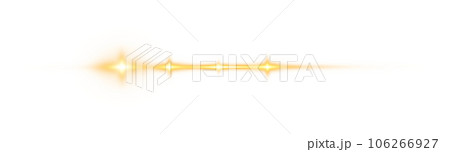 Yellow horizontal lens flares. Laser beams, horizontal light rays. Beautiful light flares. Glowing streaks on transparent background. PNG. 106266927
