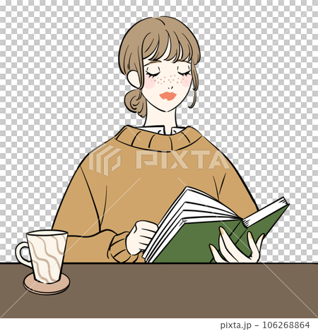 読書をする女性のイラスト 読書をする女性のイラスト 106268864