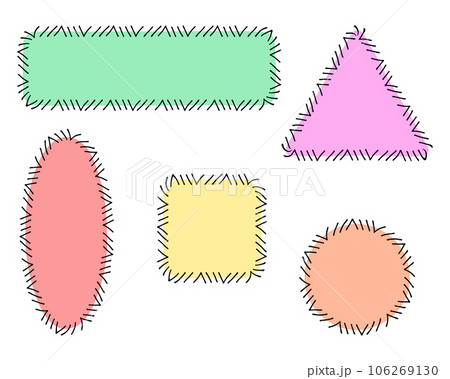 Ethnic frames, border Set. Hand drawn paint brush ornament, doodle line strokes and fills, colorful palette. Variaty of geometric shapes. Empty frames, text space background 106269130