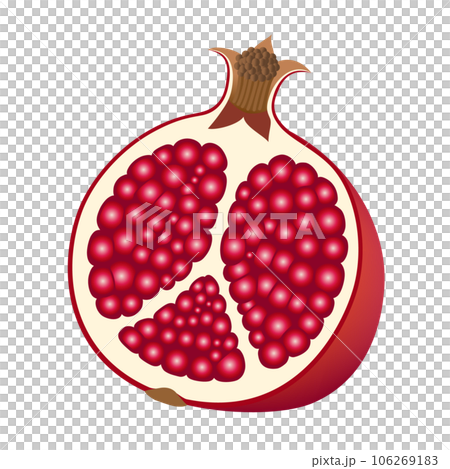 半分にカットしたザクロの実 半分にカットしたザクロの実 106269183