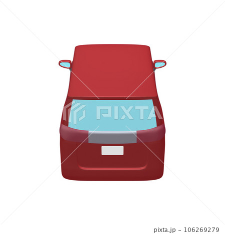 自動車のイラスト素材　デフォルメ　ミニバン　ディープレッド（1_n） 106269279